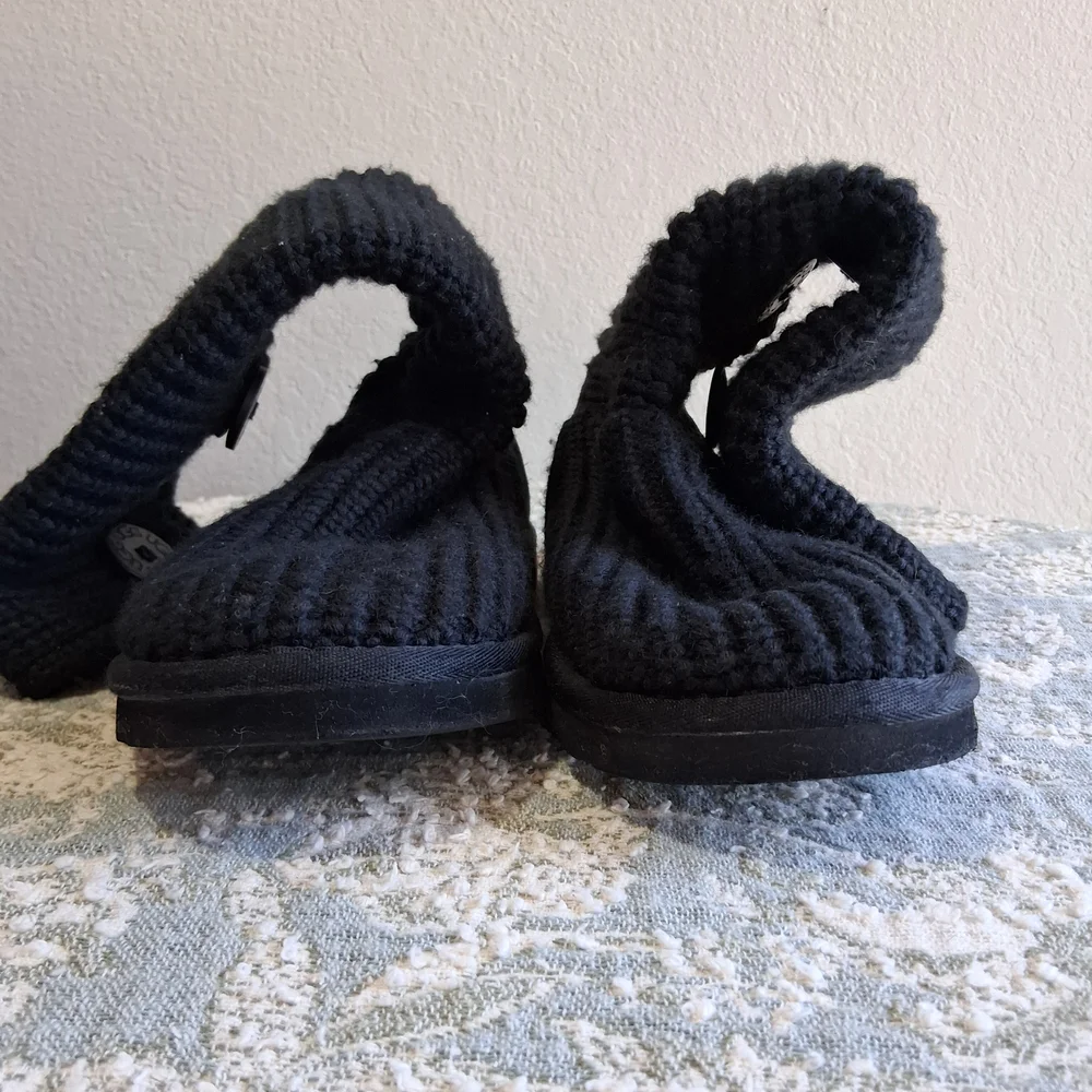 UGG Australia Black Cardy Tall Knit Fold-Over Boots Sz 8 Cozy Cozy Classic